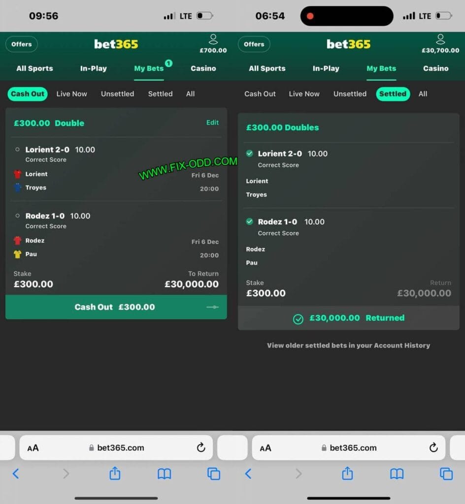 BET ODD FIXED BET365 MATCHES