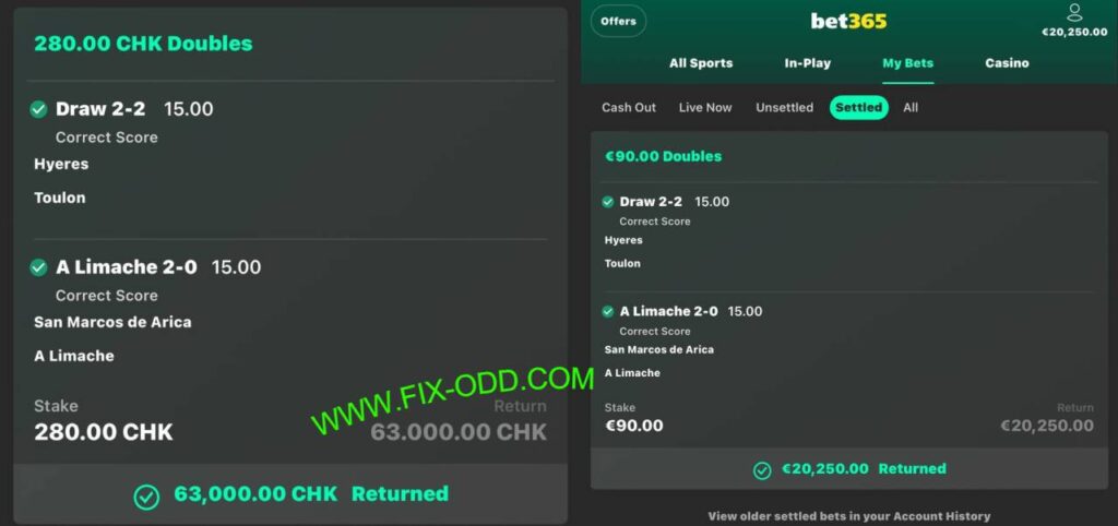 BET365 FIX ODD TIPS