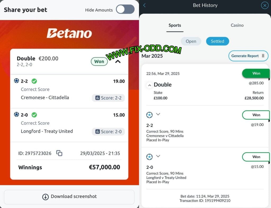 BETANO CORRECT FIXED MATCHES TIPS