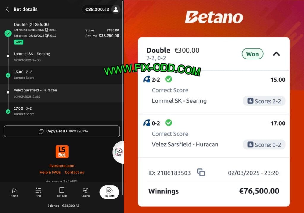 BETANO FIXED CORRECT SCORE TIPS