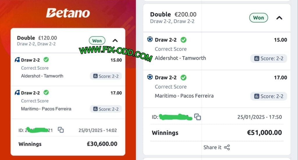 BETANO FIXED FOOTBALL MATCHES