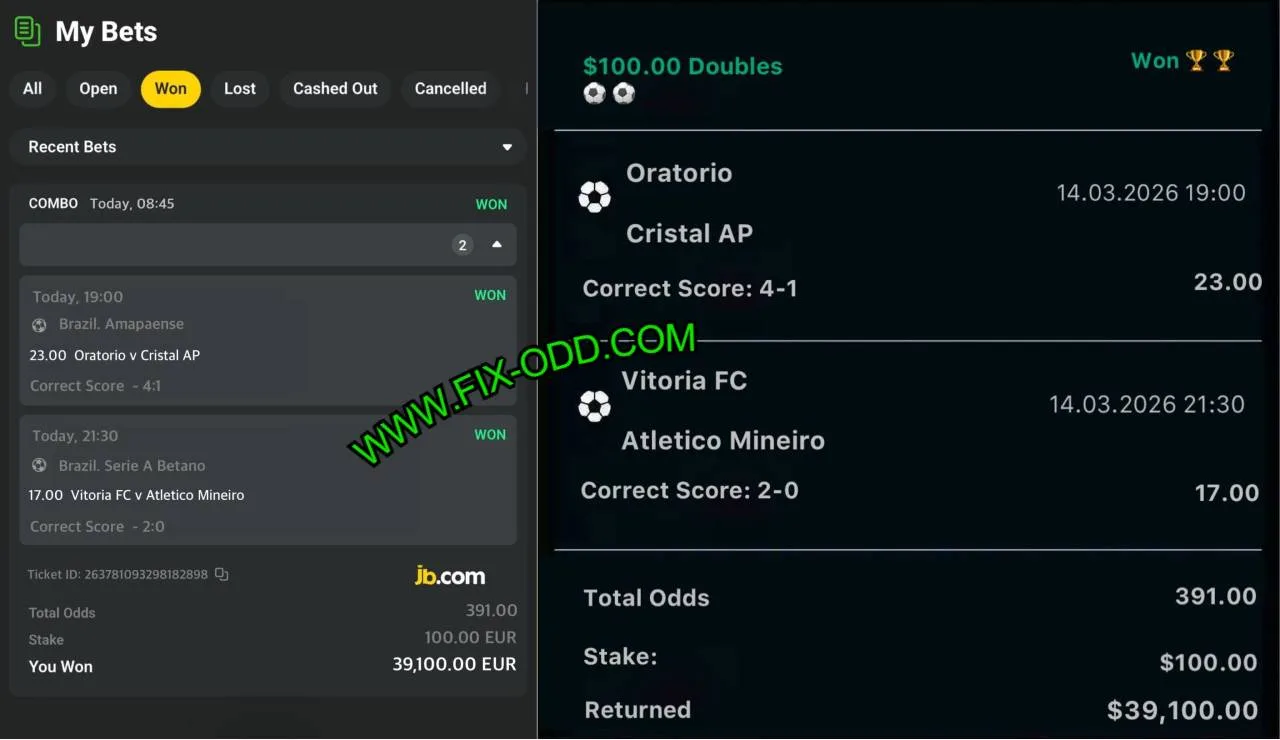 JB CRYPTO CORRECT SCORE FIXED MATCH