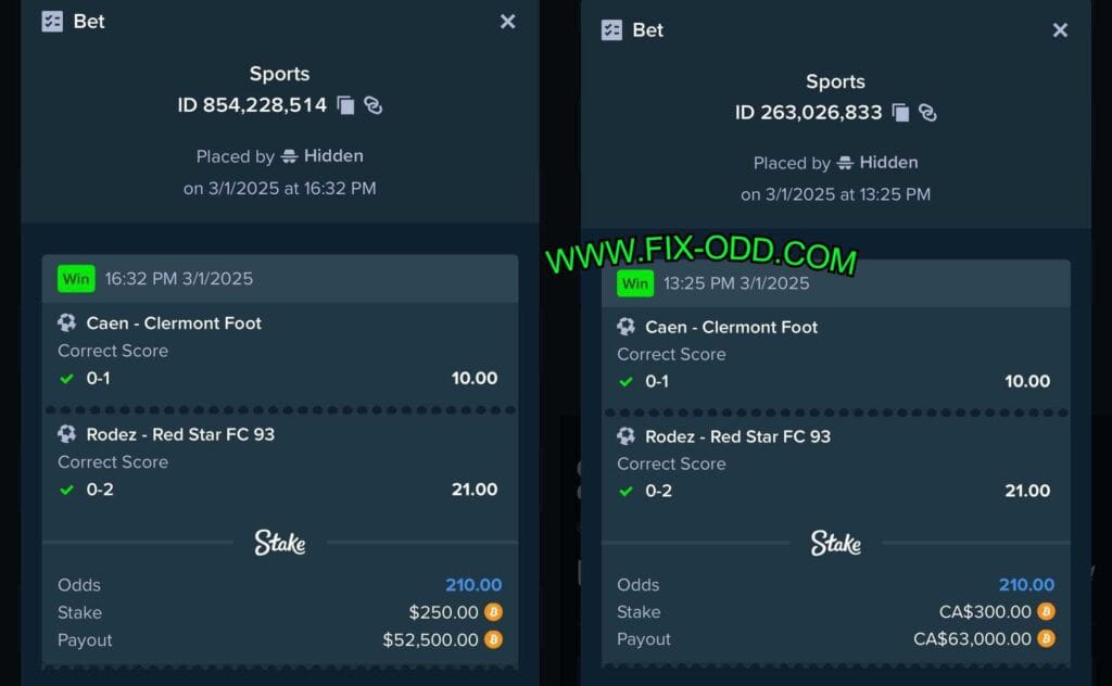 STAKE FIXED CORRECT SCORE BETTING
