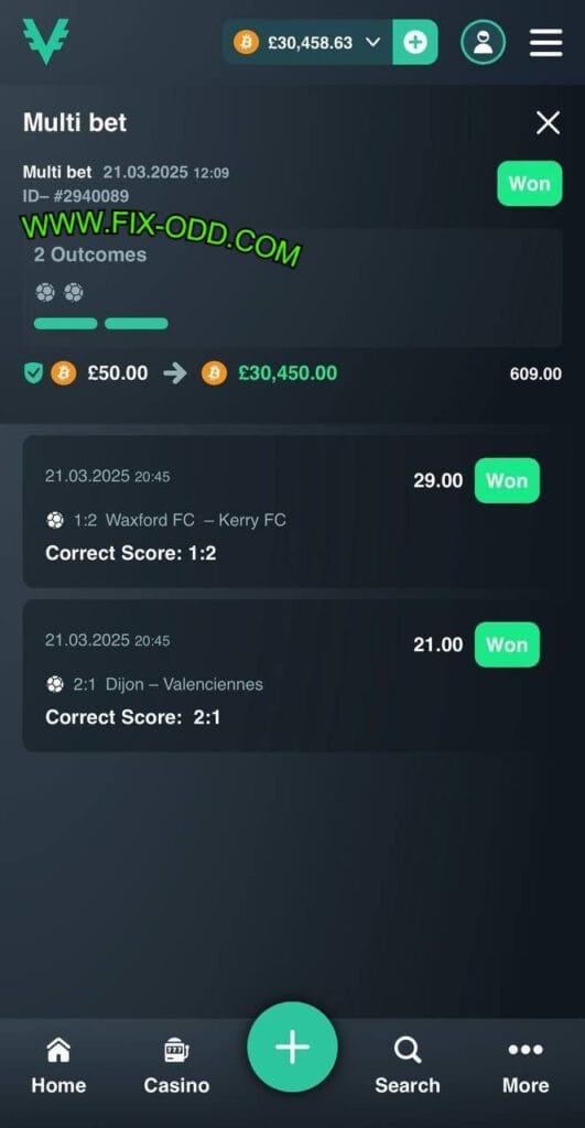 vave correct score fixed matches